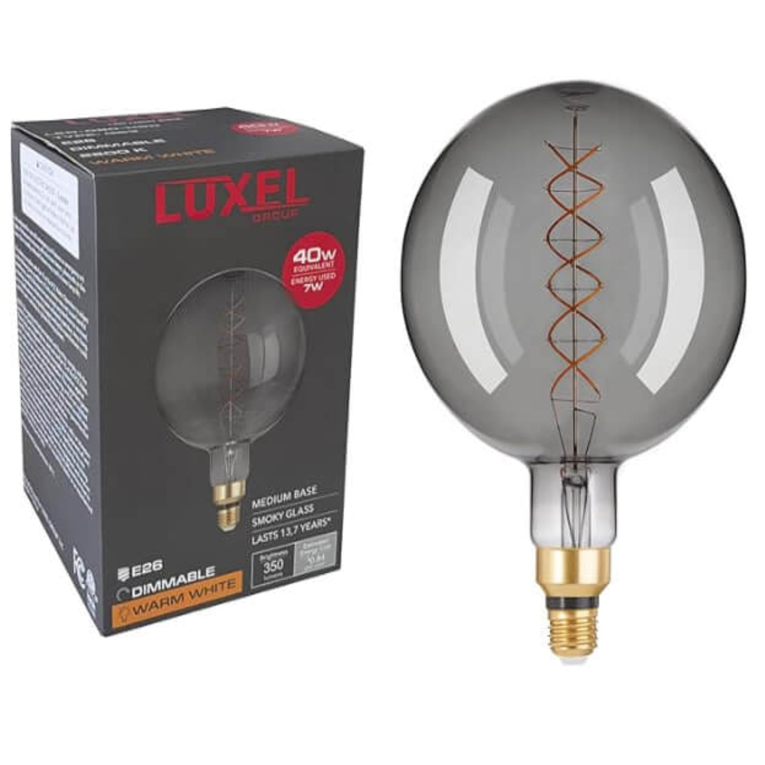 Oversized LED Edison bulb by LUXEL Group with warm vintage glow