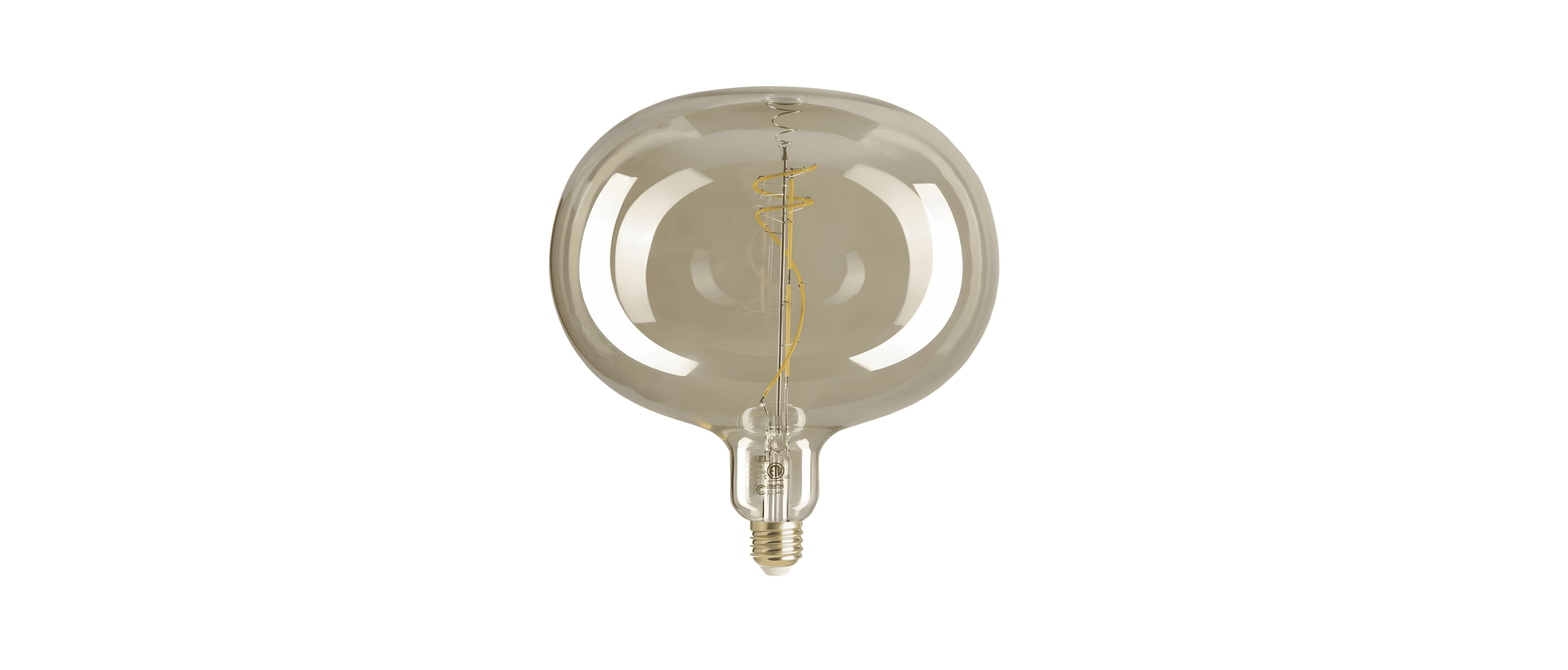 Vintage-style light bulb on a white background.