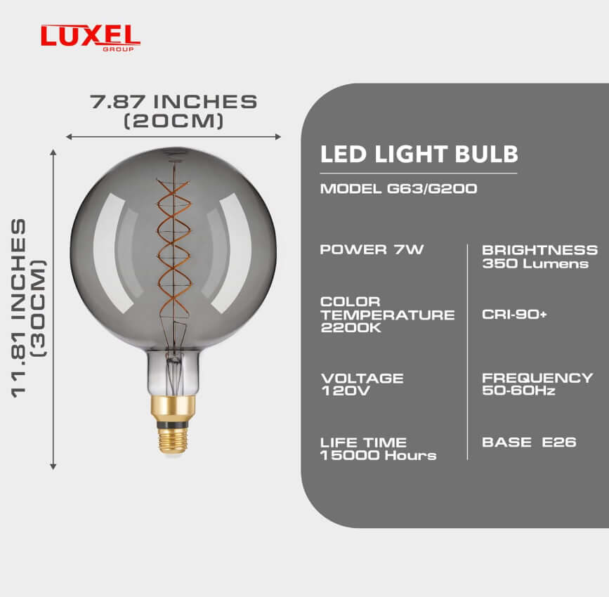 Smoky glass LED Edison bulb over kitchen island in stylish interior