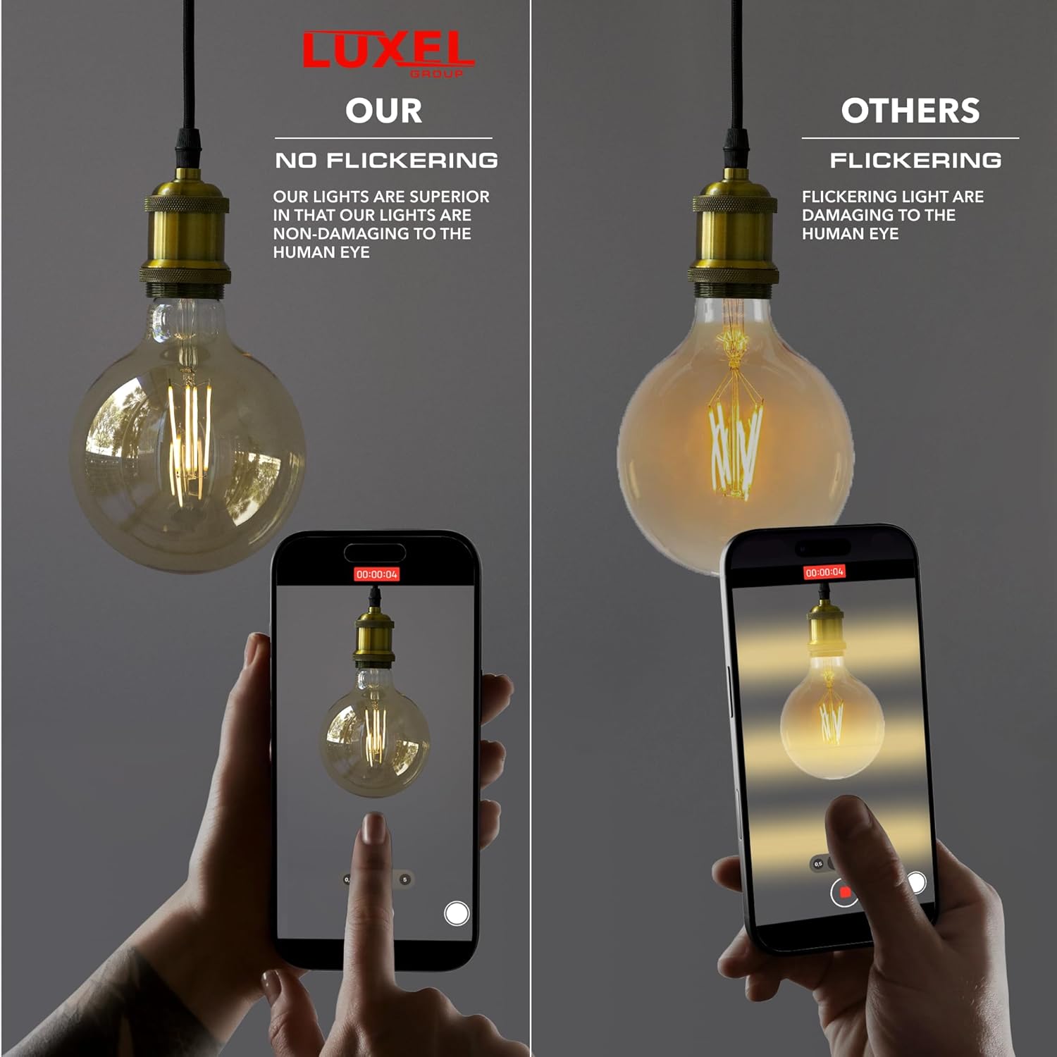 Amber Glass LED Edison Bulb G40 – No Flickering, Eye Comfort, E26 Base, Vintage Decorative Style