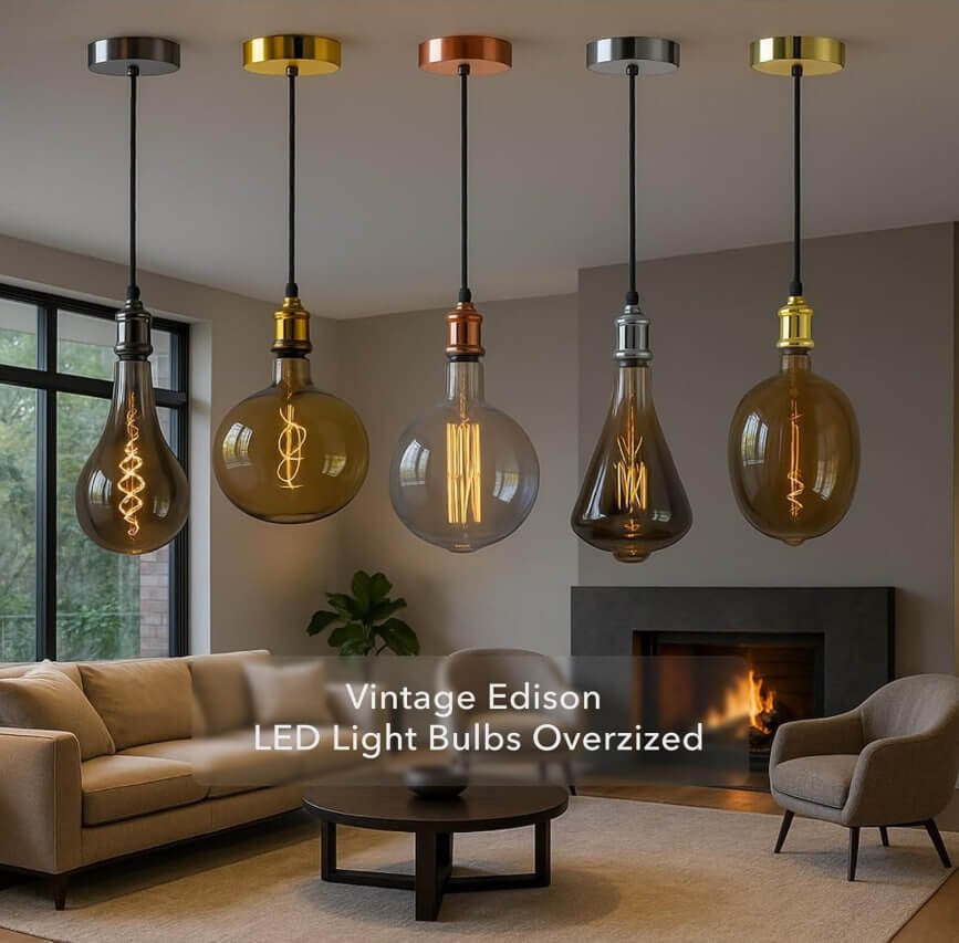 Four dimming stages of Luxel oversized LED bulb, from 25% to 100% brightness.