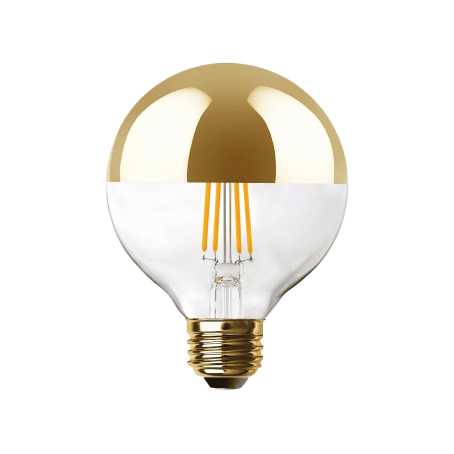 Luxel gold and clear light bulbs with packaging on a white background