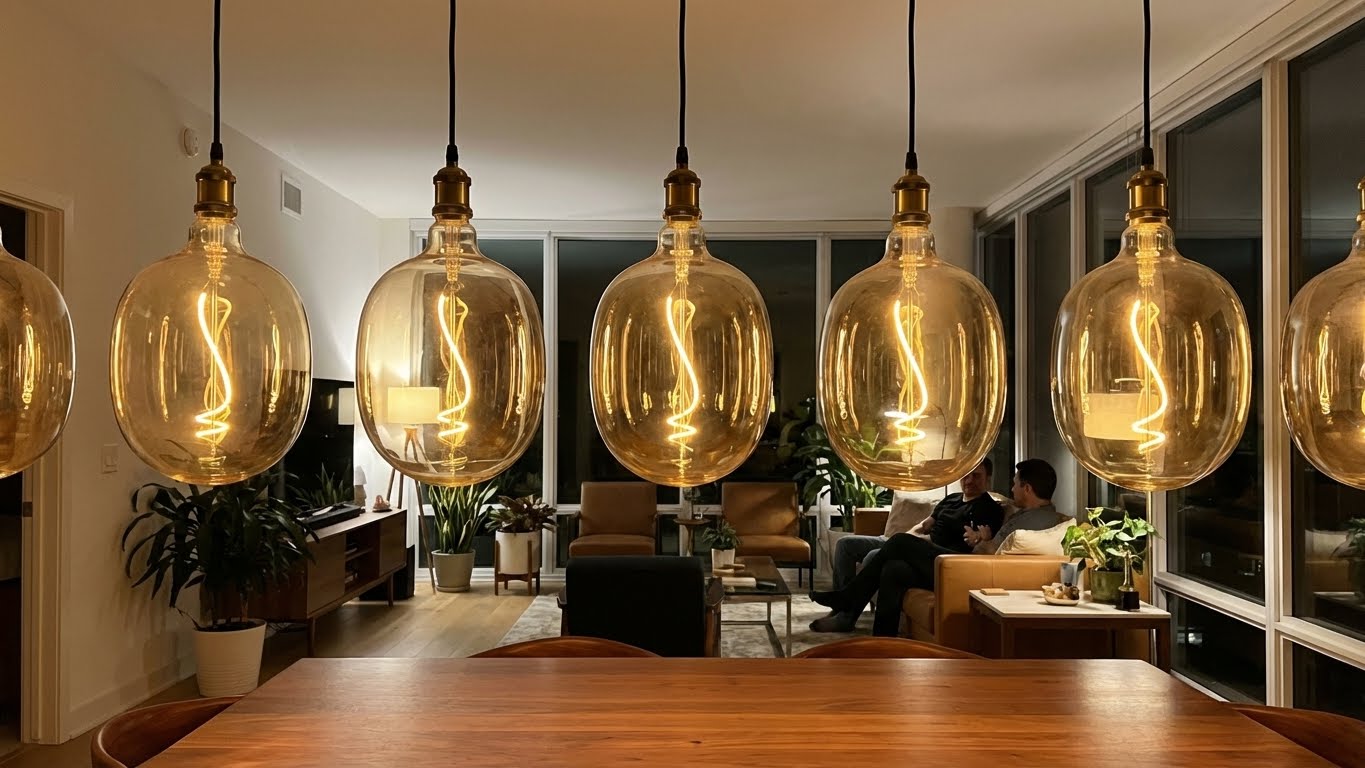 Large amber bulb shown next to a smaller bulb for scale