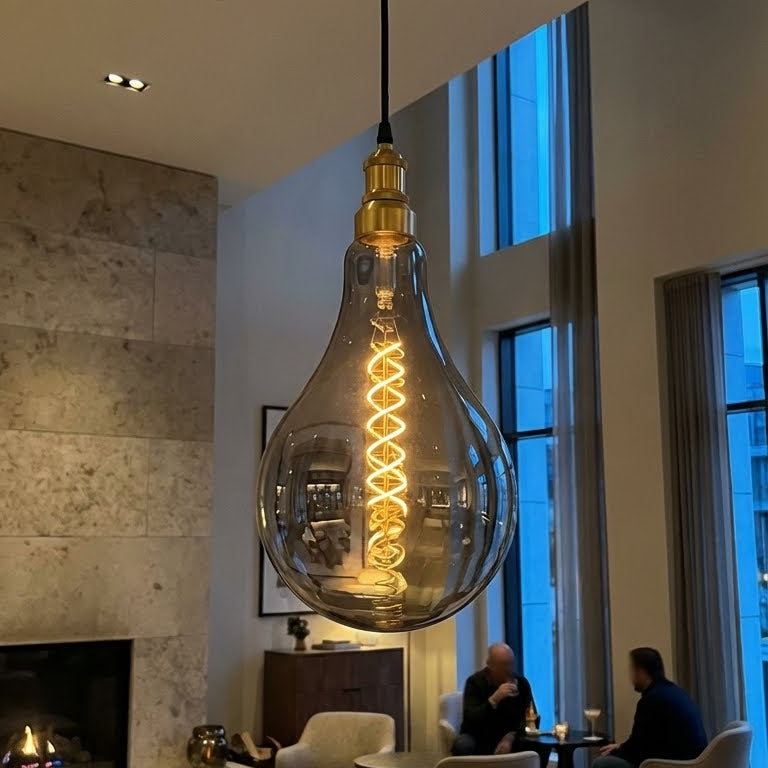 Oversized bulb creating a nostalgic warm atmosphere
