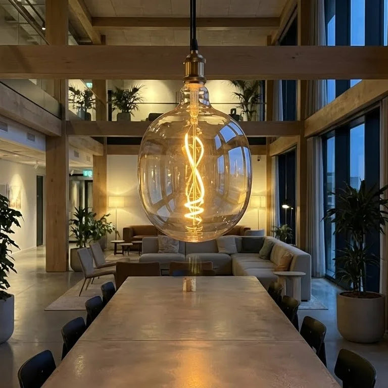 Large Edison LED bulb with amber tint