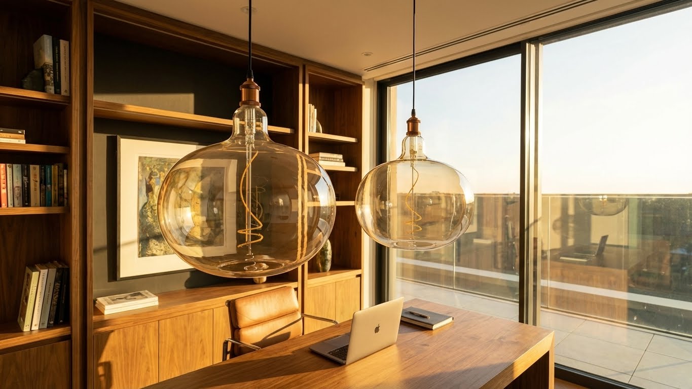 Large Edison LED bulb with amber tint