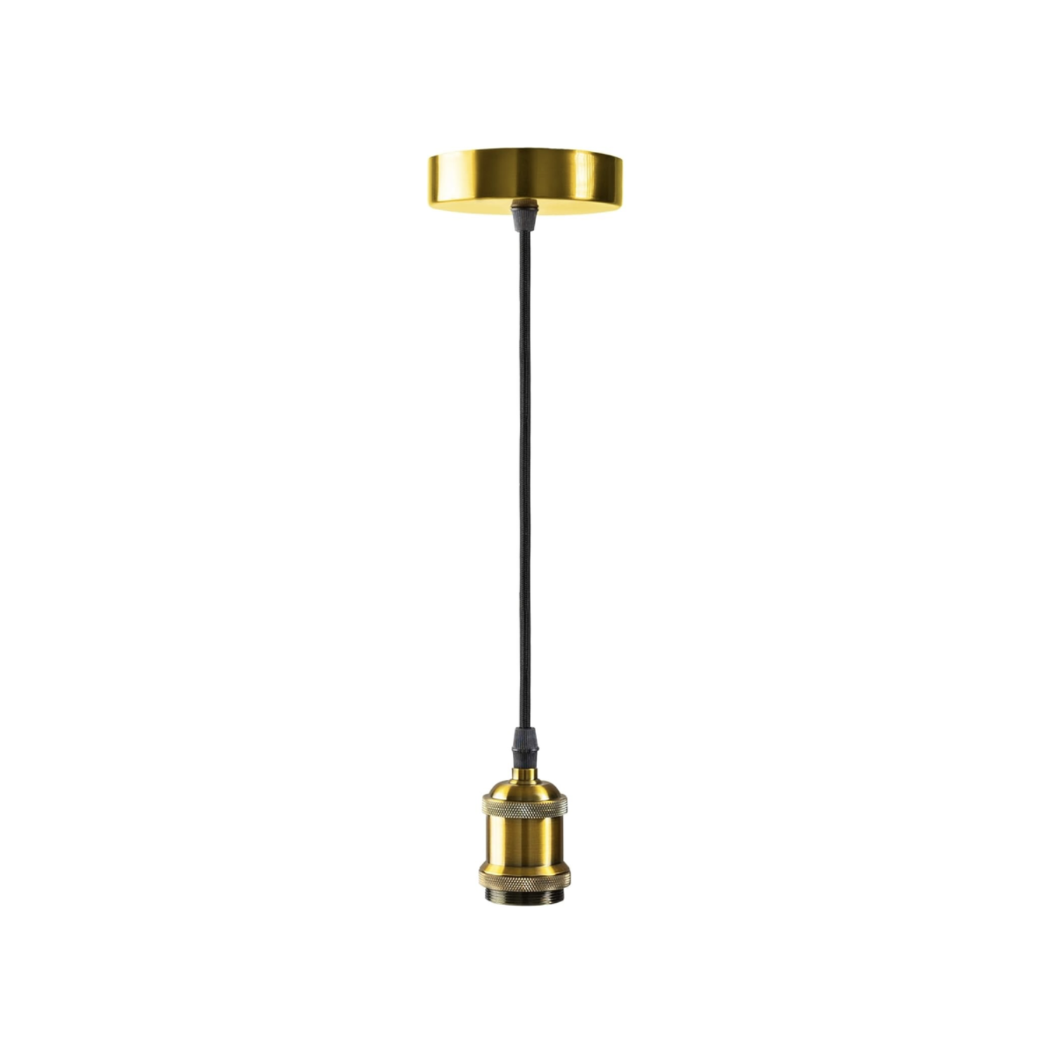 pendant light fixture with black cord on a white background