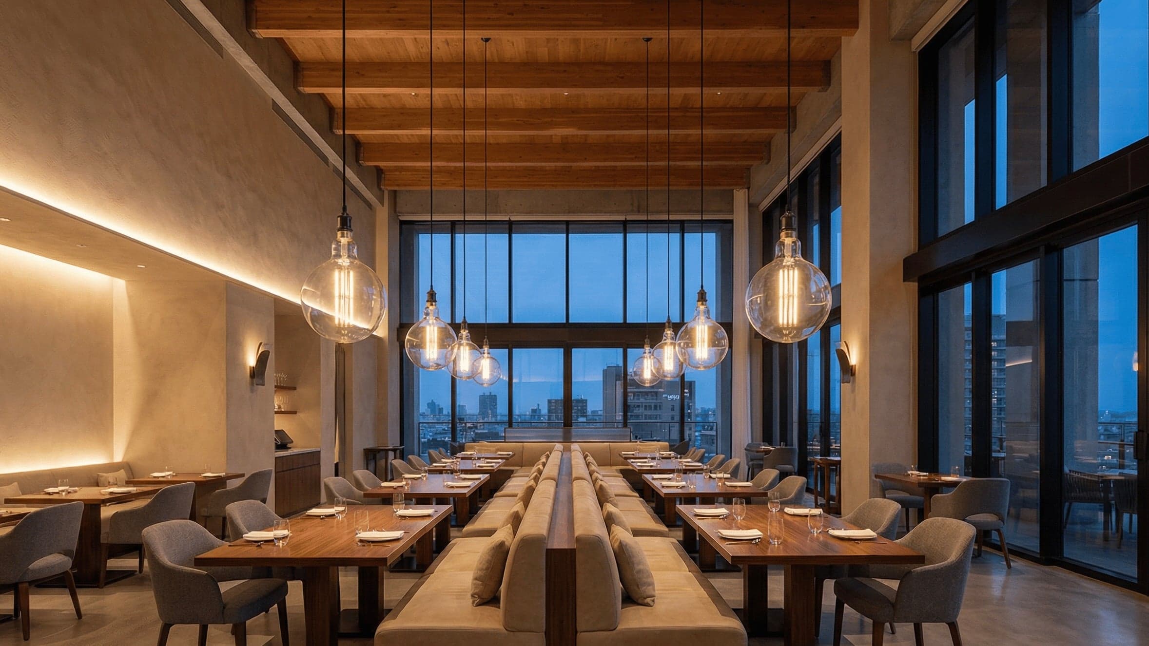 Warm interior with Luxel Edison bulbs