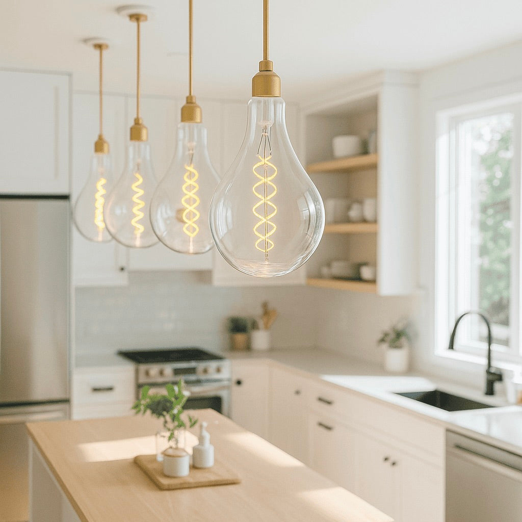 Modern kitchen with pendant lights and a clean layout