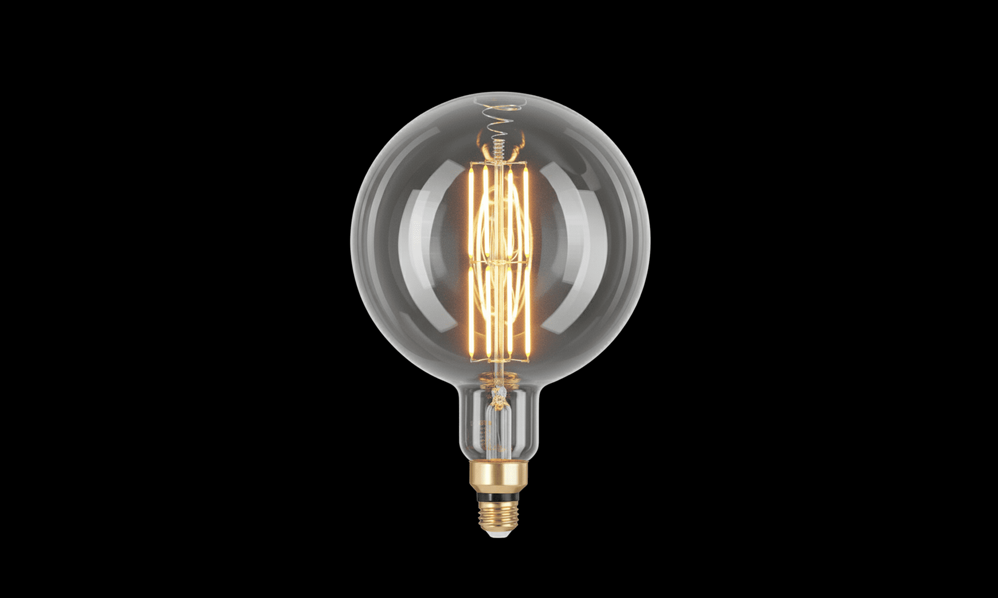 Vintage-style light bulb on a black background