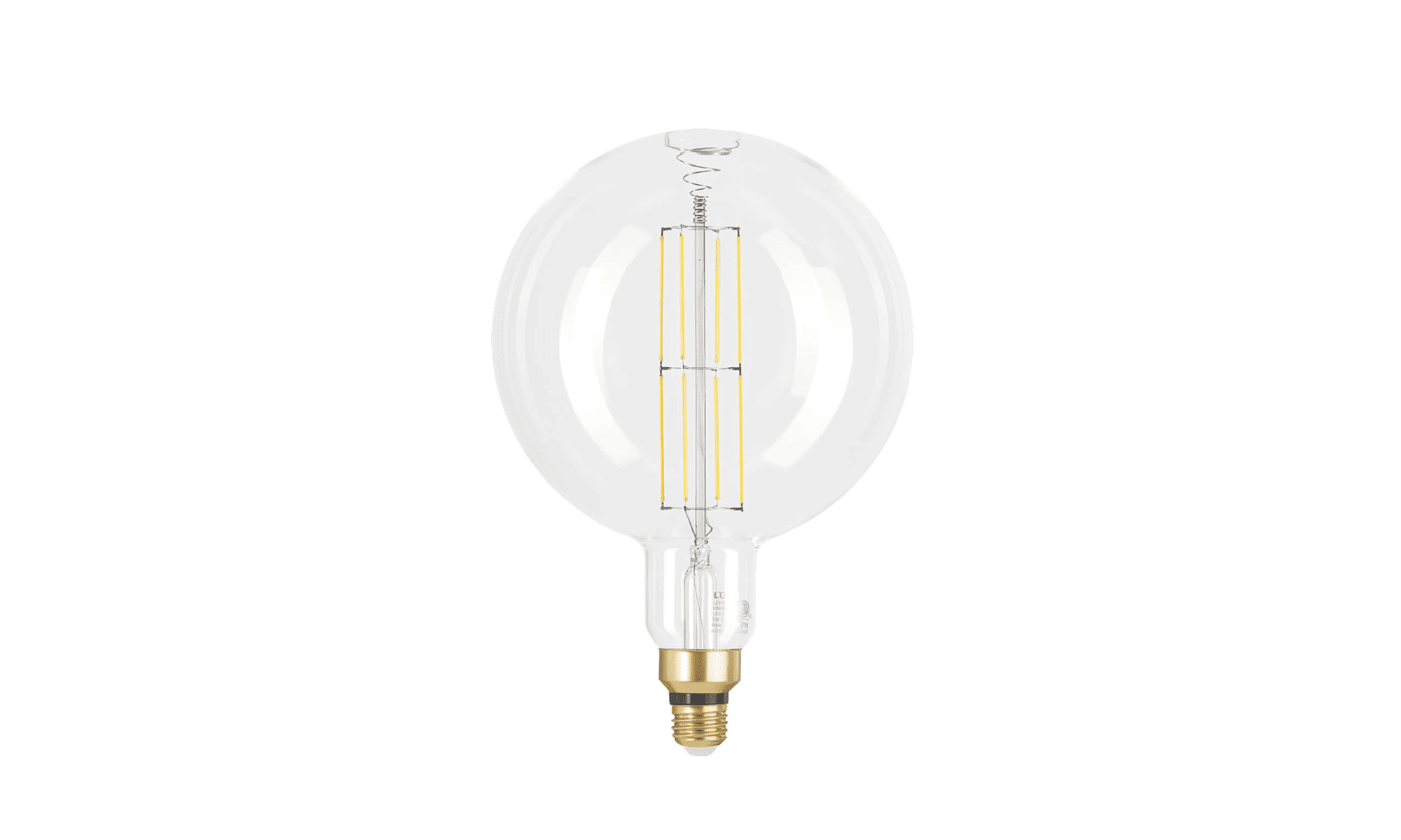 Clear LED light bulb on a white background
