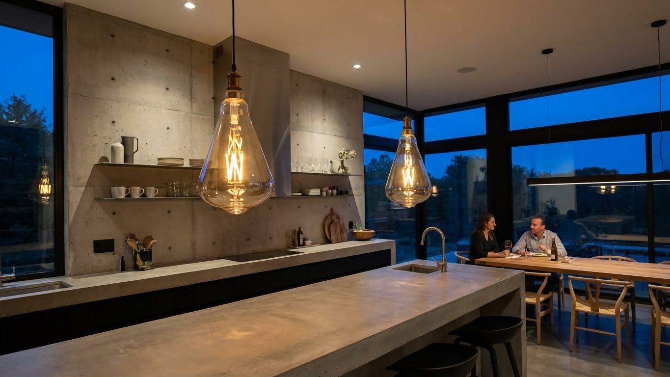 Golden glow of an oversized bulb in a traditional lamp socket