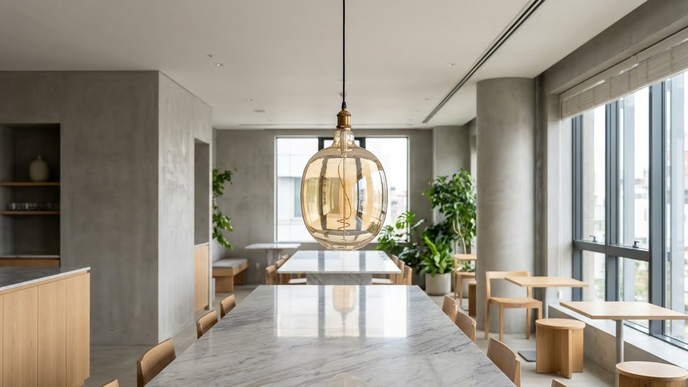 Giant amber glass bulb for dimmable fixtures