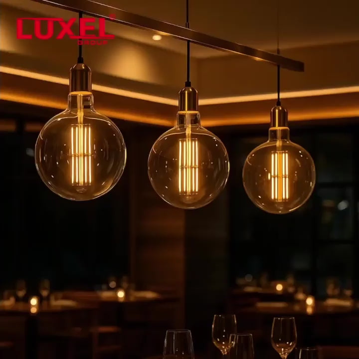 Comparison of Luxel light bulbs with flickering lights on smartphones, highlighting Luxel's superior quality.